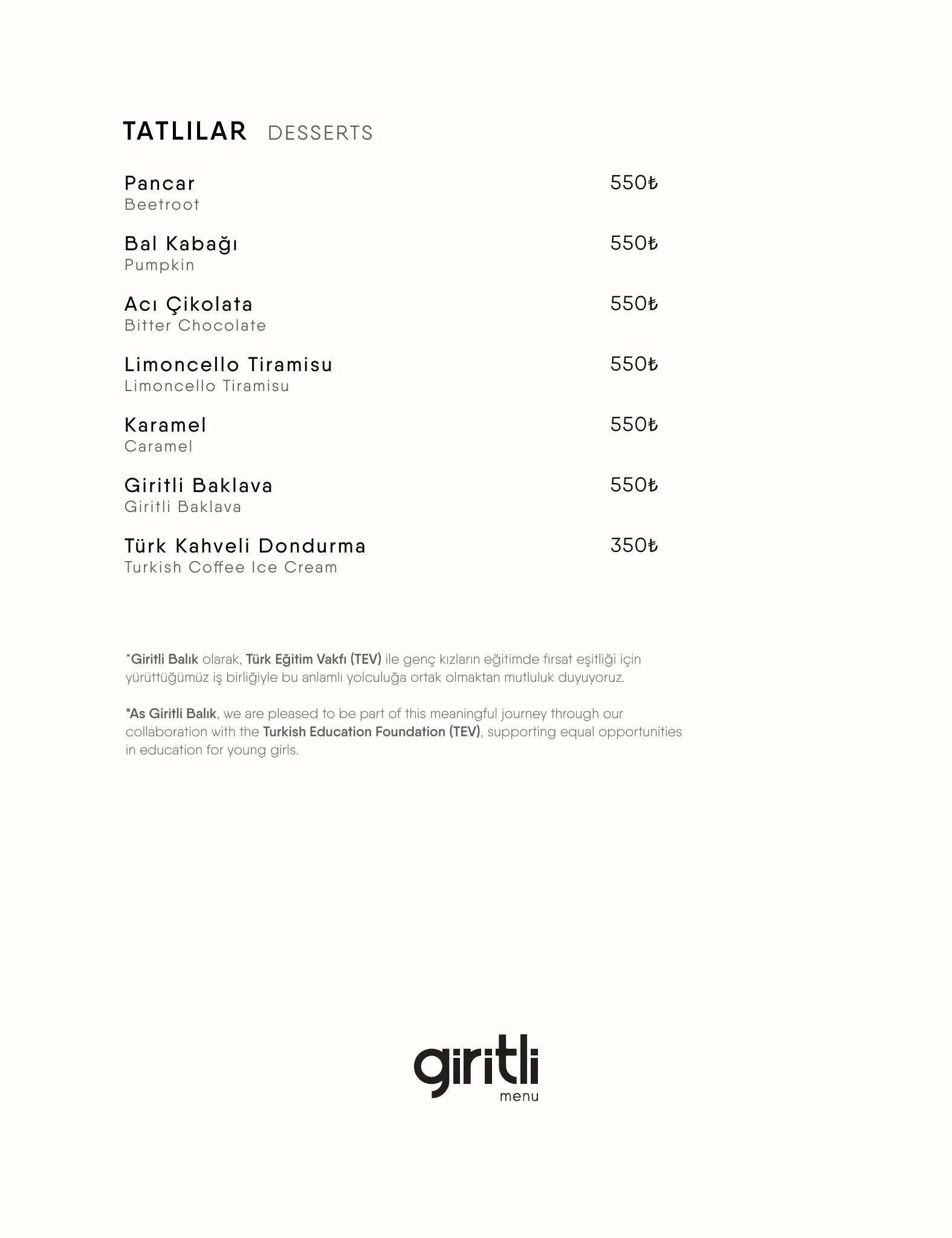 Menü Sayfa 10 - TATLILAR | DESSERTS