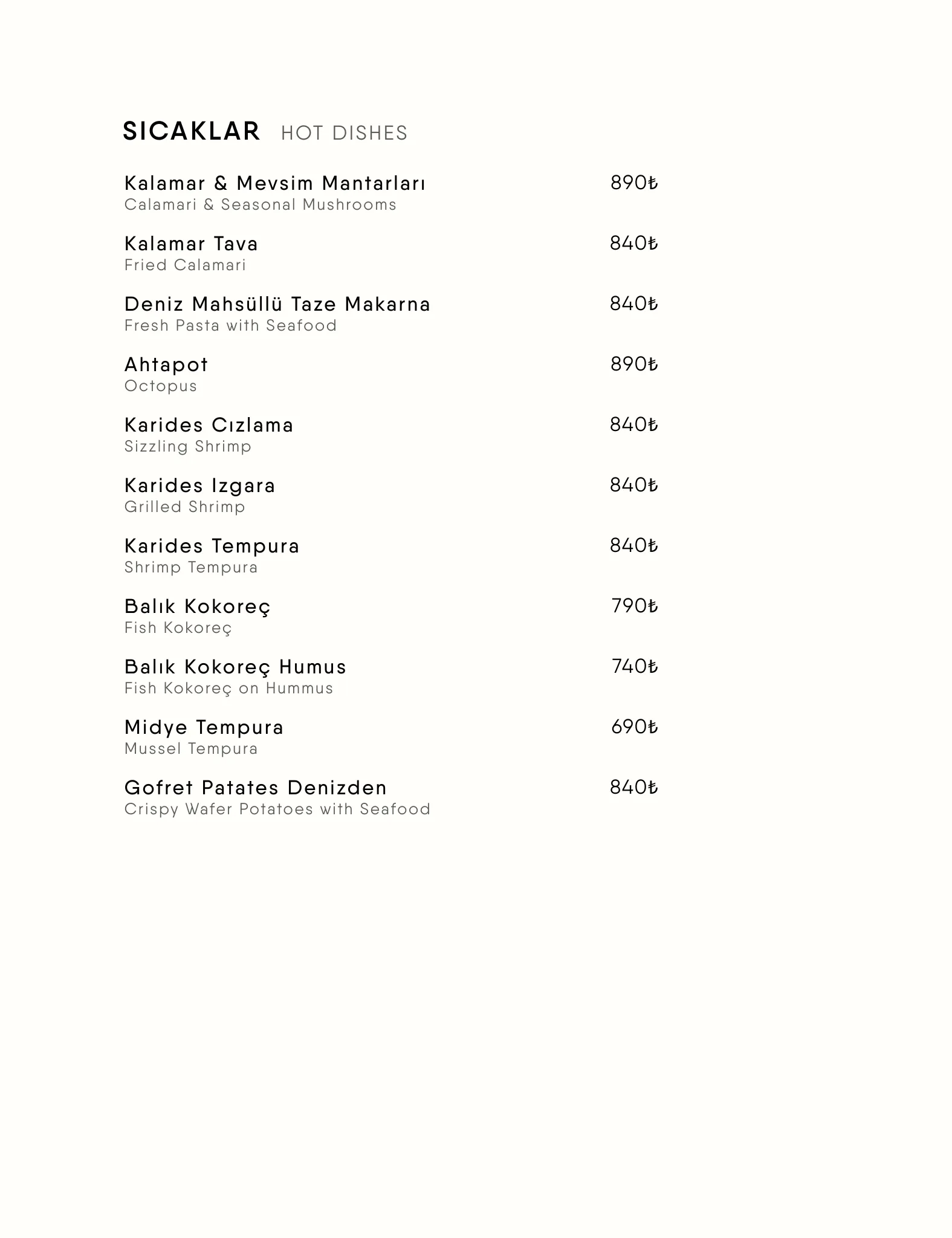 Menü Sayfa 9 - SICAKLAR | HOT DISHES